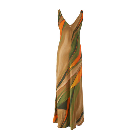 Yes Zee Abito lungo Abito Donna lungo a V Verde P24-YESZEEA400Y900-2900-S - Francavilla Moda